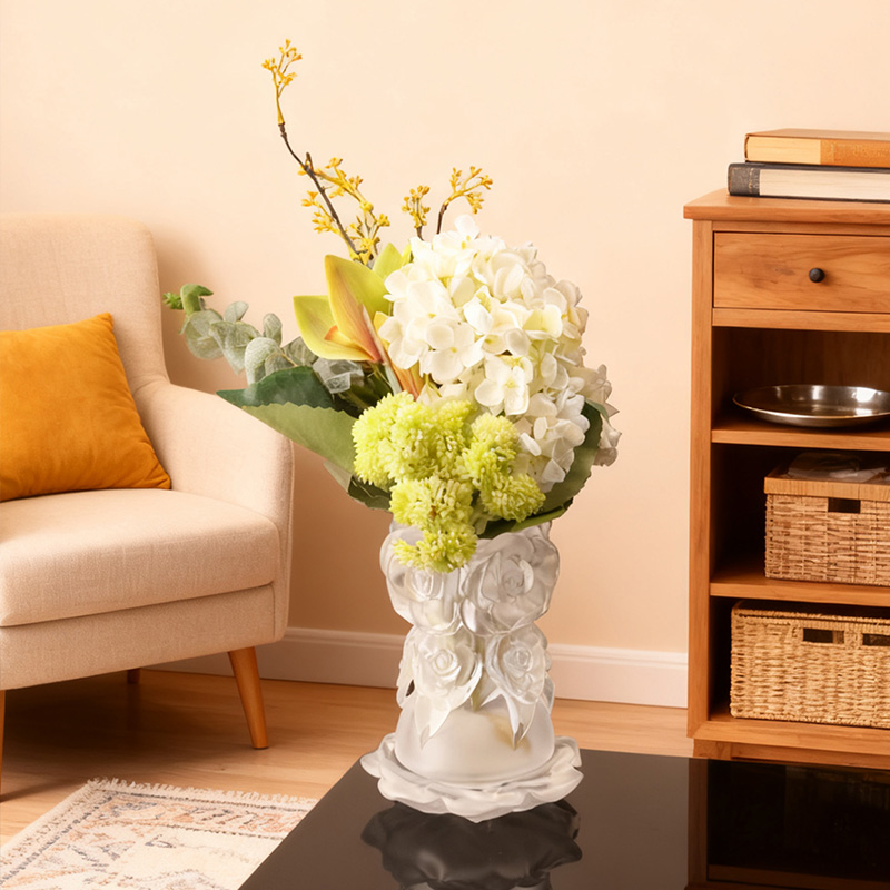 Wachsausschmelzverfahren Glas-Wohndekor-Kristallglasvase „Rosenvase“