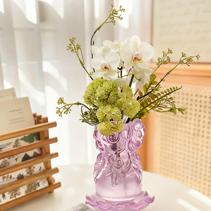 Wachsausschmelzverfahren Glas-Wohndekor-Kristallglasvase „Rosenvase“