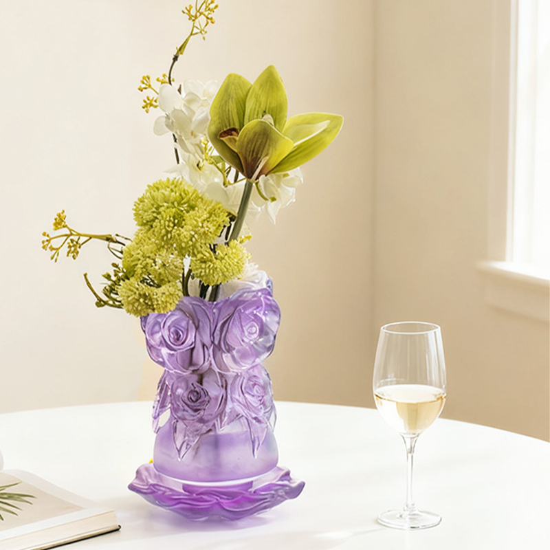 Wachsausschmelzverfahren Glas-Wohndekor-Kristallglasvase „Rosenvase“