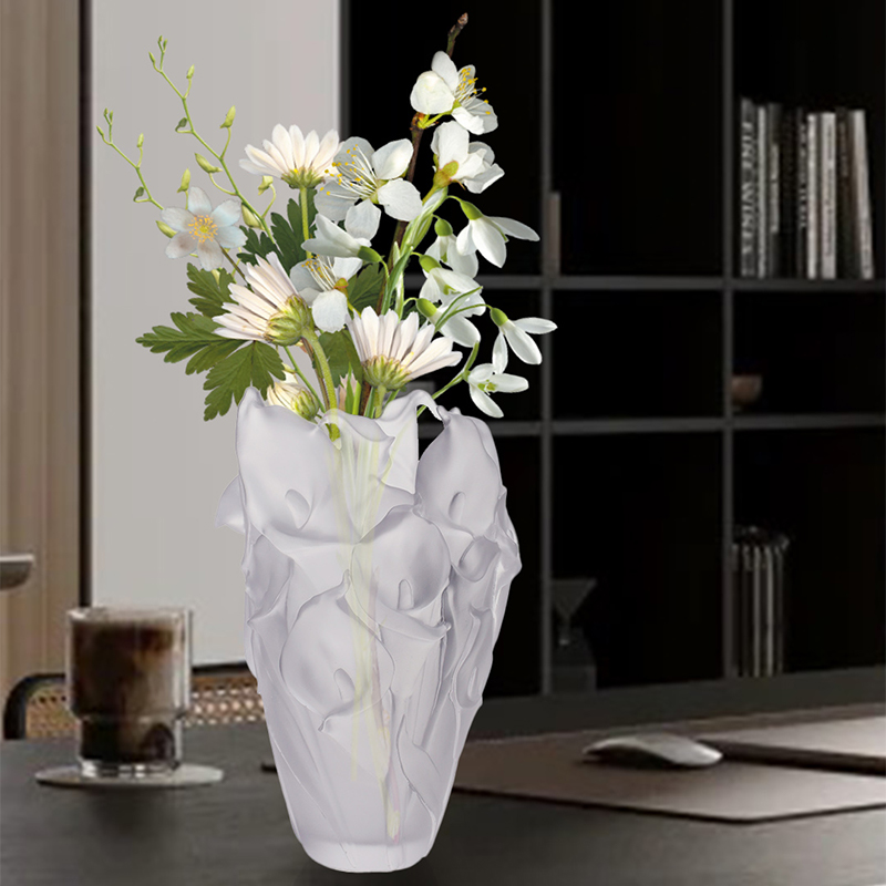 Wachsgeformte Glasvase für Wohnzimmer, Blumenarrangements, Kristallglas, künstlerisch konservierter Blumenhalter, Zuhause, Esstisch, dekorative Verzierung, Calla-Lilien-Vase