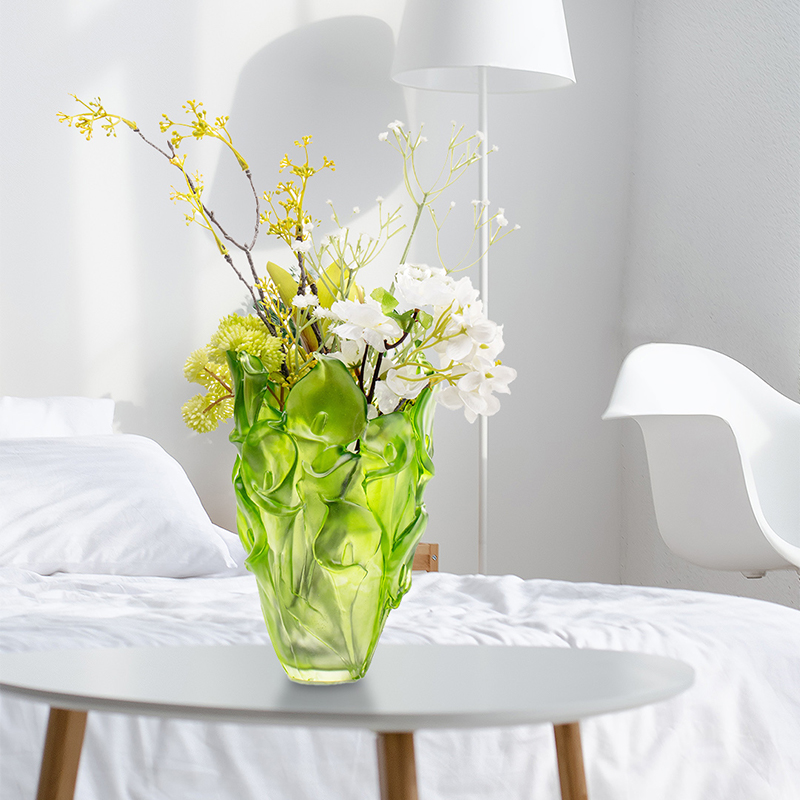 Wachsgeformte Glasvase für Wohnzimmer, Blumenarrangements, Kristallglas, künstlerisch konservierter Blumenhalter, Zuhause, Esstisch, dekorative Verzierung, Calla-Lilien-Vase