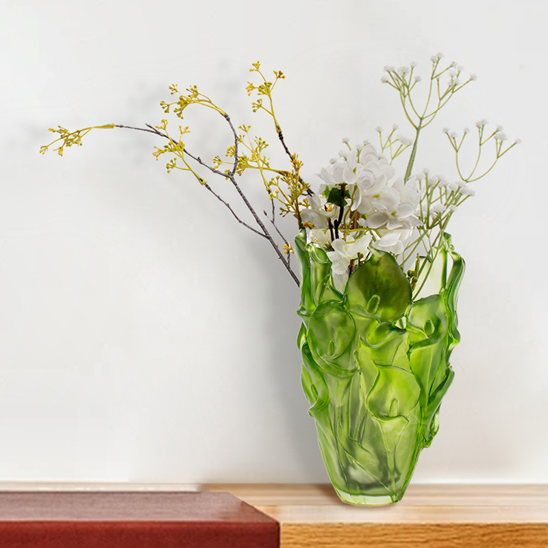 Wachsgeformte Glasvase für Wohnzimmer, Blumenarrangements, Kristallglas, künstlerisch konservierter Blumenhalter, Zuhause, Esstisch, dekorative Verzierung, Calla-Lilien-Vase