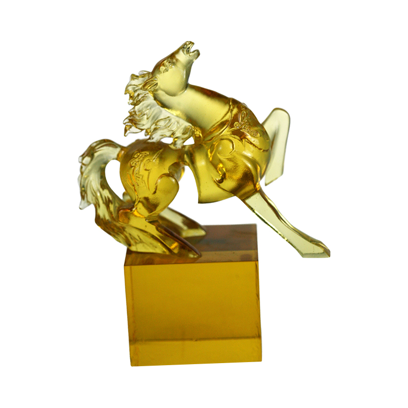 Goldenes Pferd-Kristallglas-Siegel-Ornament