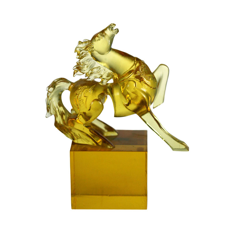 Goldenes Pferd-Kristallglas-Siegel-Ornament
