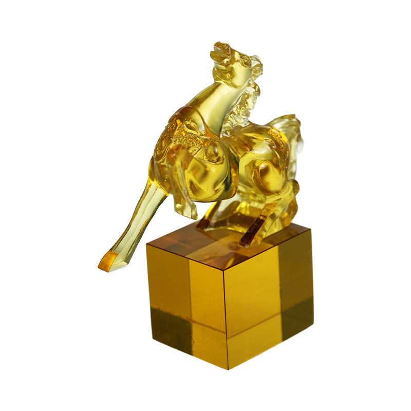 Goldenes Pferd-Kristallglas-Siegel-Ornament