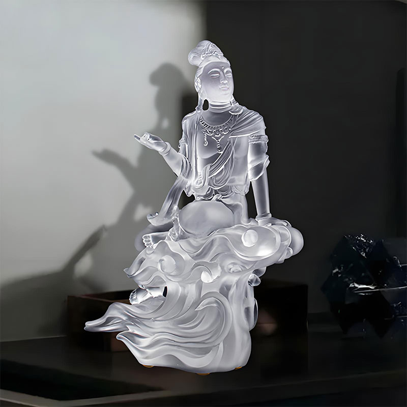 Avalokiteśvara Bodhisattva Skulptur aus transparentem Glas