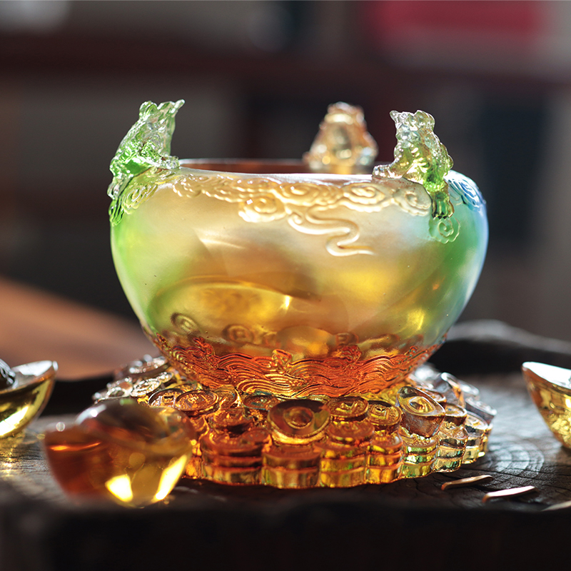 Kristall-Füllhorn-Schatzschale aus Glas