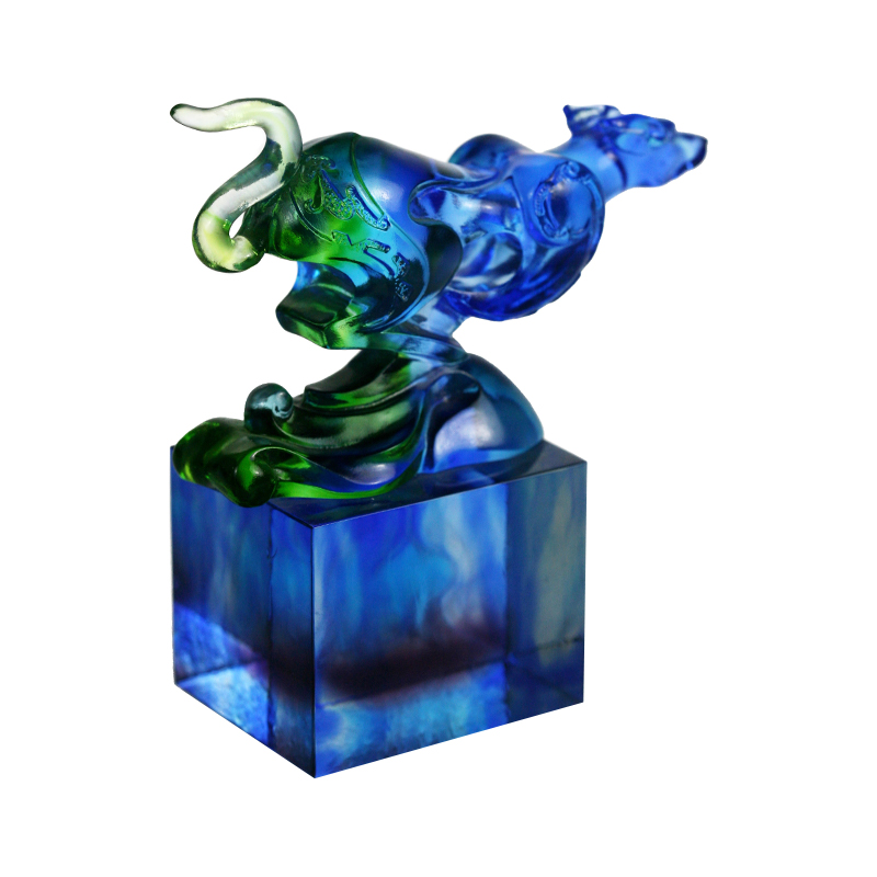 Blaugrünes klassisches Glassiegelornament