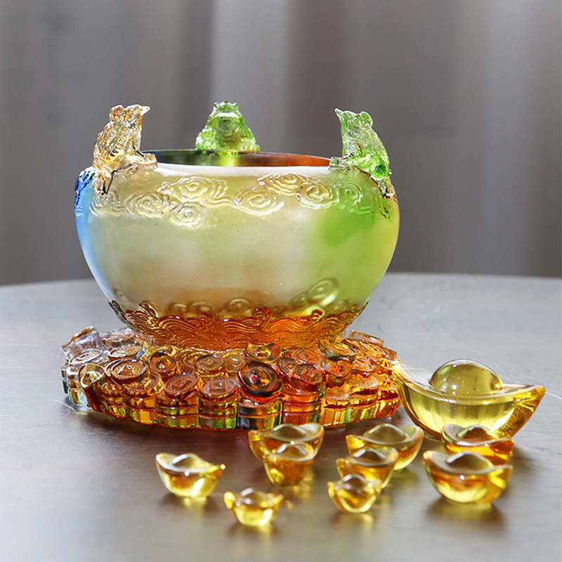 Kristall-Füllhorn-Schatzschale aus Glas