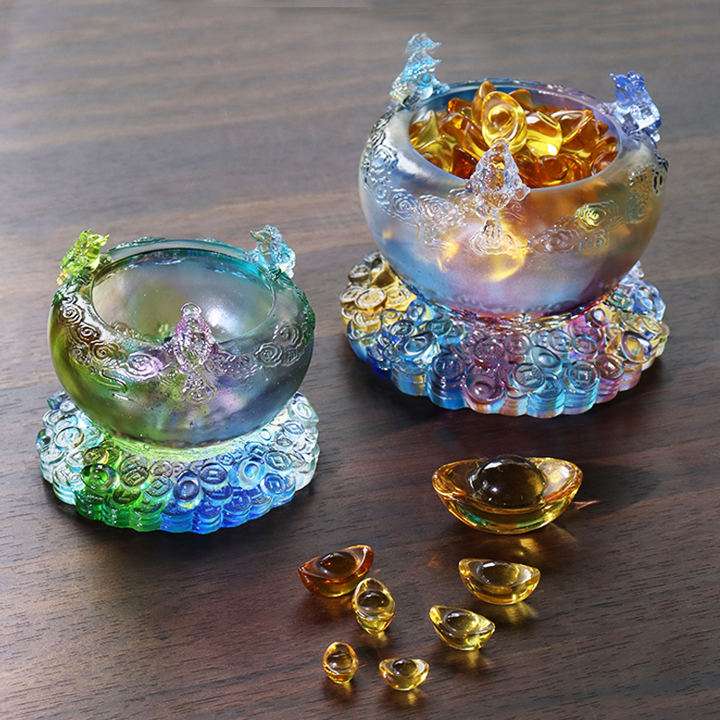 Kristall-Füllhorn-Schatzschale aus Glas