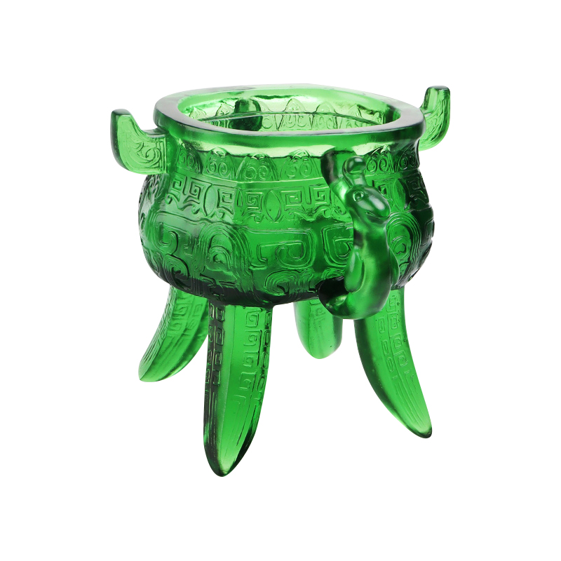 Smaragdgrünes Kristallglas-Stativ mit ohrenförmigen Griffen