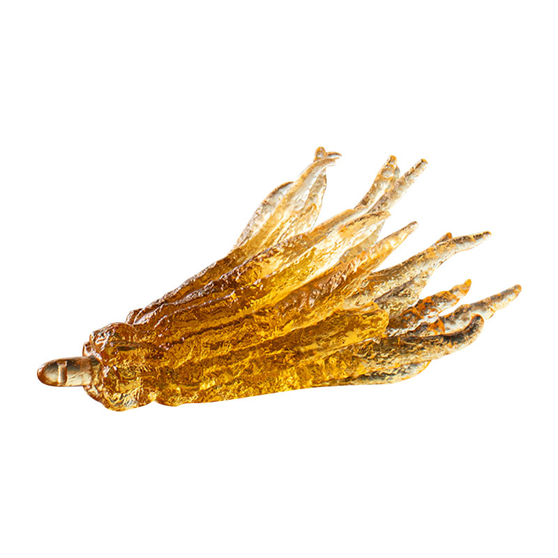 Handgeformter Räucherstäbchenhalter aus goldfarbenem Glas