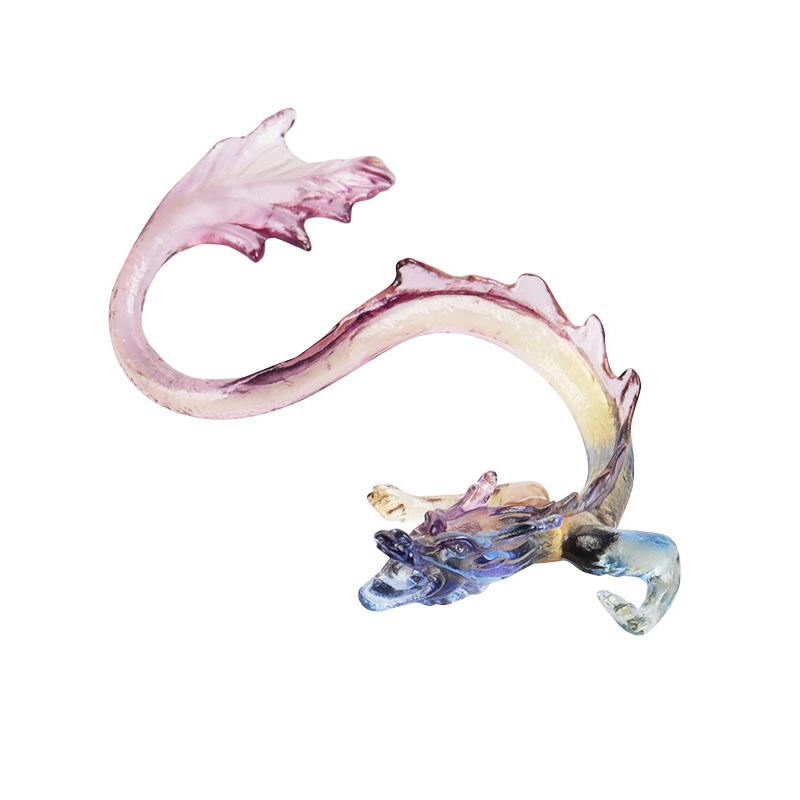 Goldener Drache-Räucherstäbchenhalter aus Glas