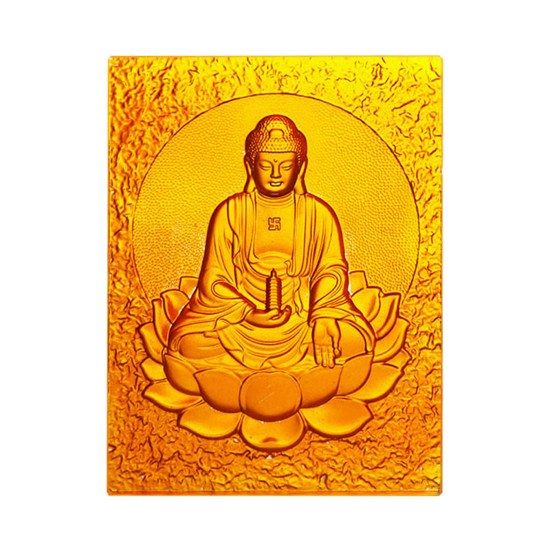 Orientalischer Medizin-Buddha, goldener Kristallglasstein