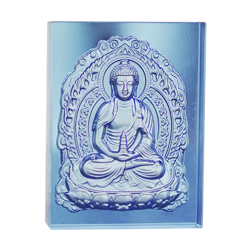 Hellblau glasierte Medizin-Buddha-Steine
