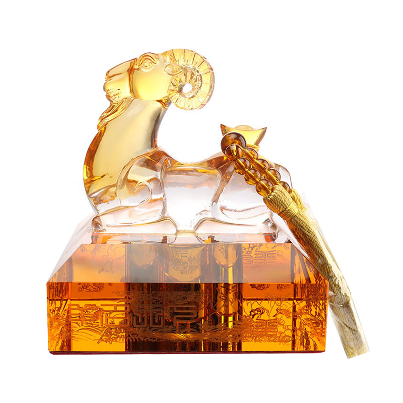 Weinflaschen-Set aus Kristallglas mit chinesischem Sternzeichen und Tierformen