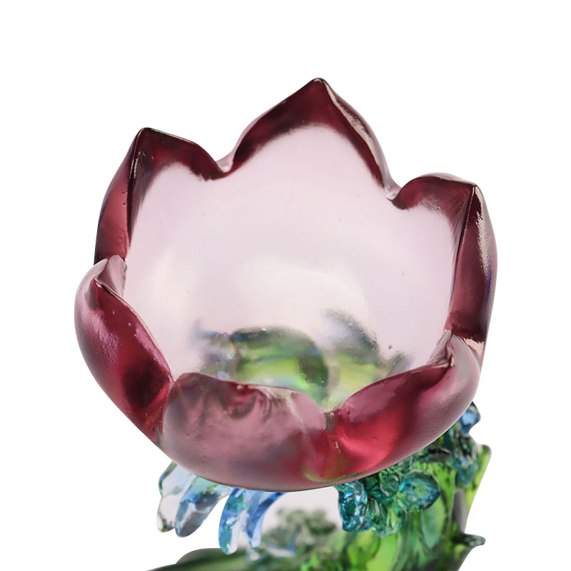 Kerzenhalter in Lotusform aus Kristallglas