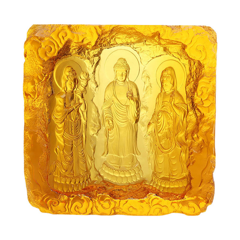 Drei westliche Heilige Buddha-Statue aus Glas