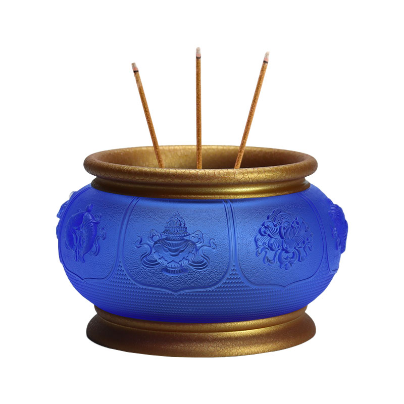 Acht Schätze Lotus-Serie Buddhistisches Altar-Kristallglas-Opferset