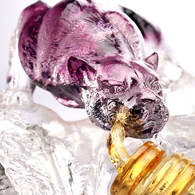 Kunstdekoratives ovales Obsttablett aus Glas