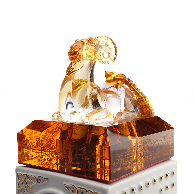 Weinflaschen-Set aus Kristallglas mit chinesischem Sternzeichen und Tierformen