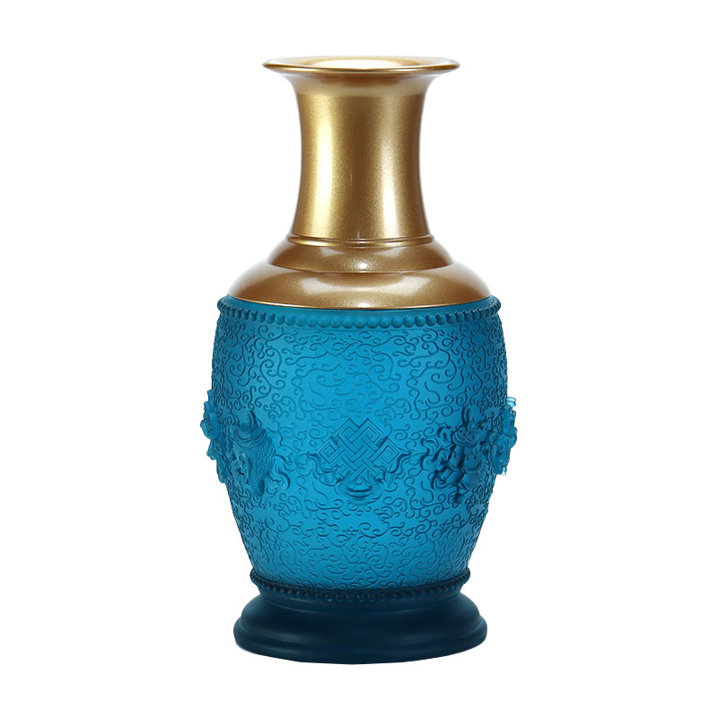 Königsblaue acht glückverheißende Symbole, buddhistische Altar-Kristallglas-Opfergaben