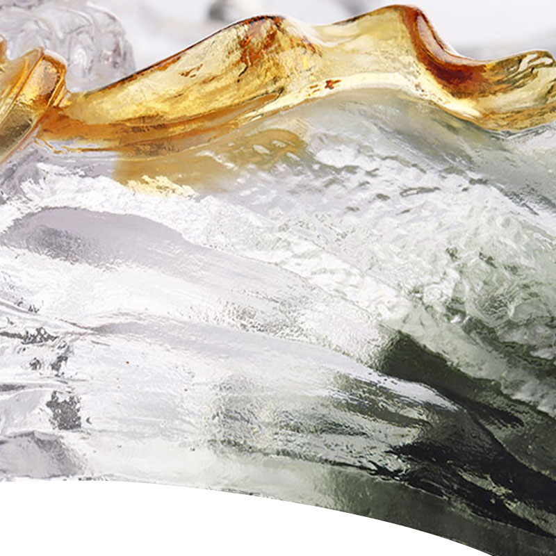 Kunstdekoratives ovales Obsttablett aus Glas