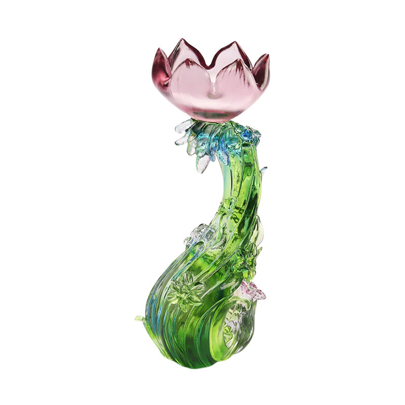 Kerzenhalter in Lotusform aus Kristallglas