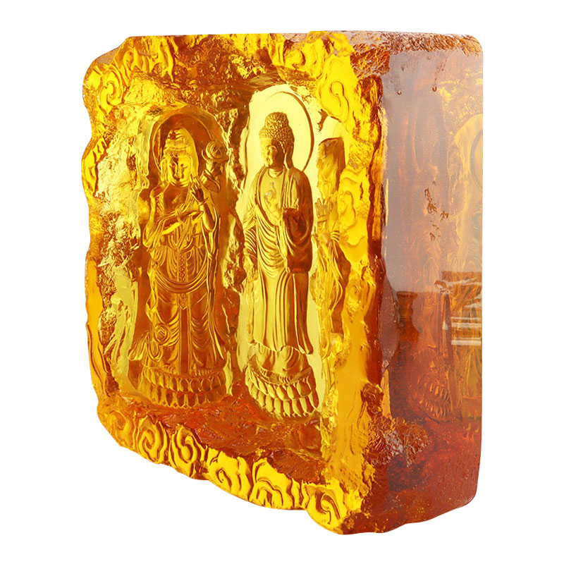 Drei westliche Heilige Buddha-Statue aus Glas
