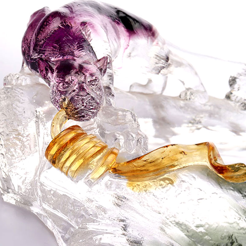 Kunstdekoratives ovales Obsttablett aus Glas