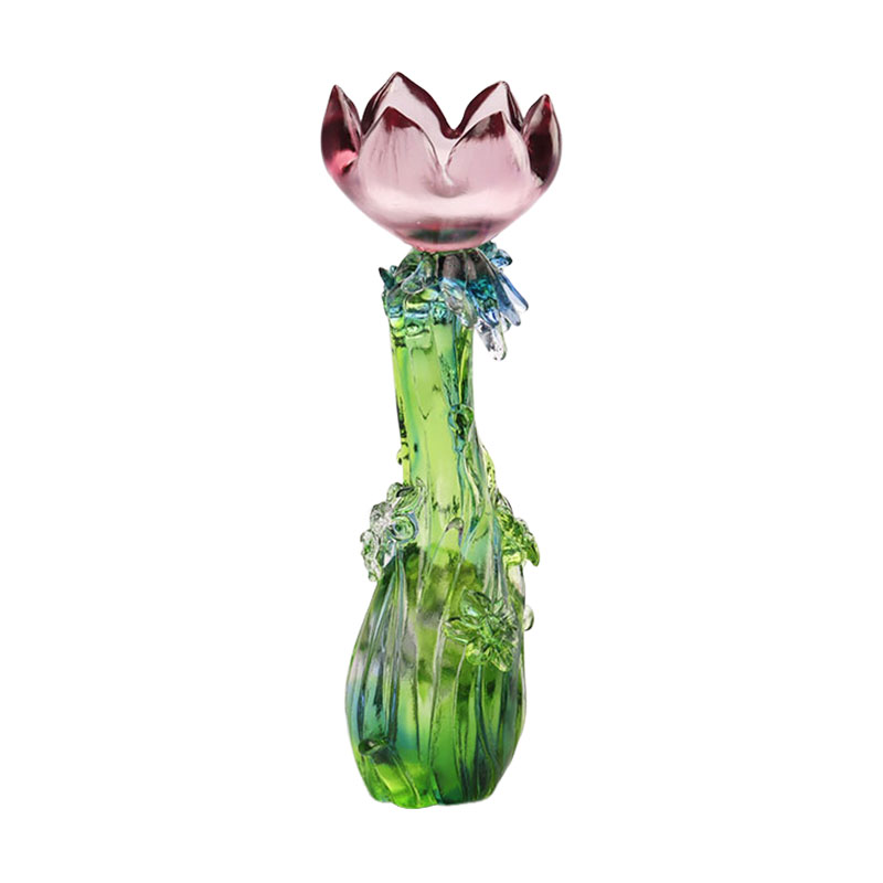 Kerzenhalter in Lotusform aus Kristallglas