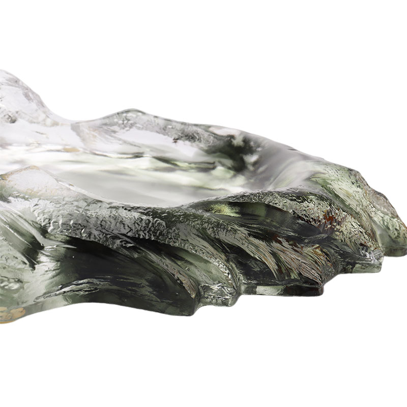 Kunstdekoratives ovales Obsttablett aus Glas