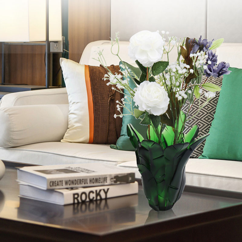 Home Dekoration Grüne Bananenblatt-Glasvase