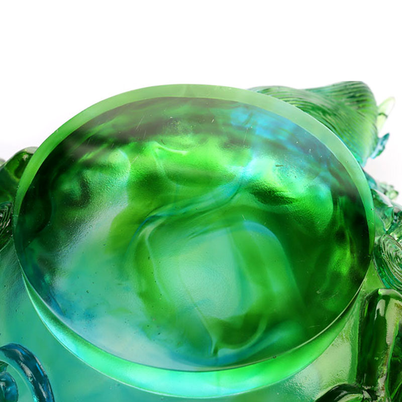 Transparenter Obstteller aus grünem Glas