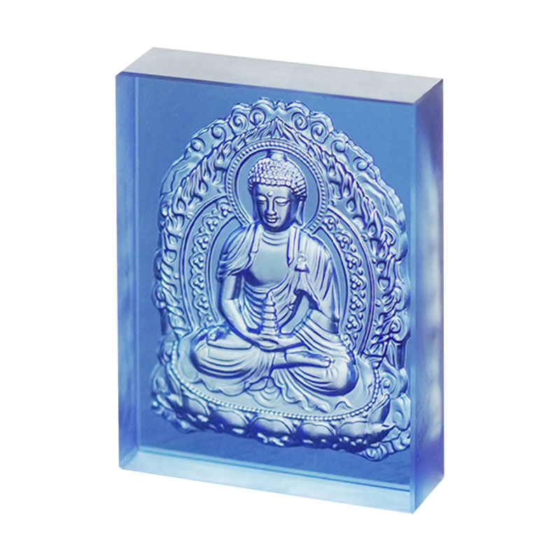 Hellblau glasierte Medizin-Buddha-Steine