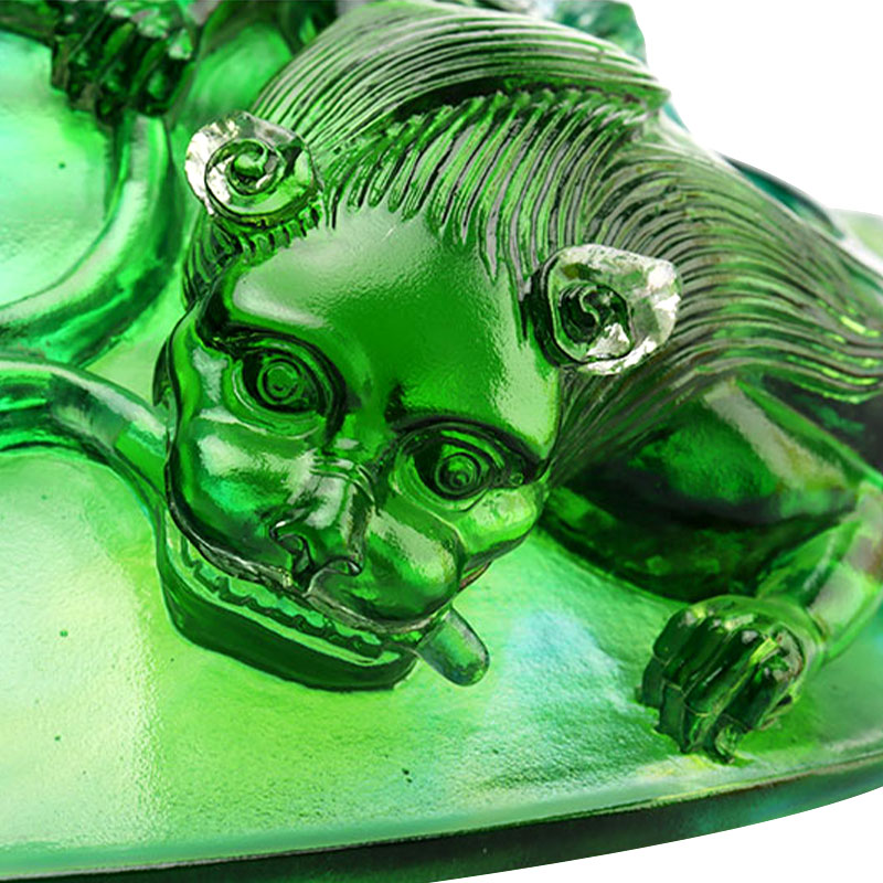 Transparenter Obstteller aus grünem Glas