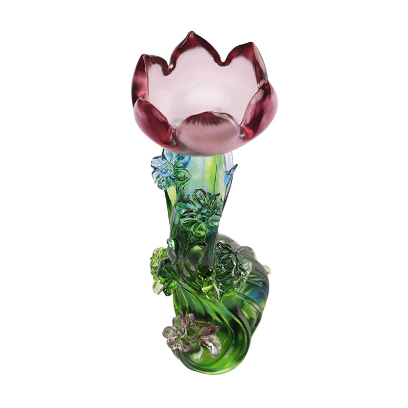 Kerzenhalter in Lotusform aus Kristallglas