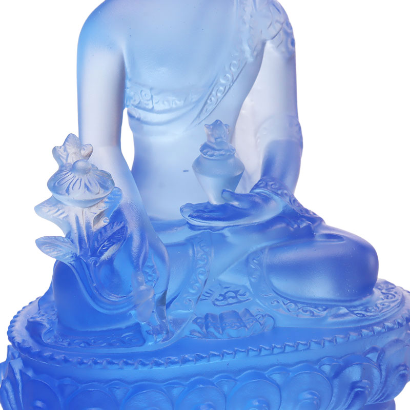 Bunte Liuli-Kristall-Medizin-Buddha-Statue