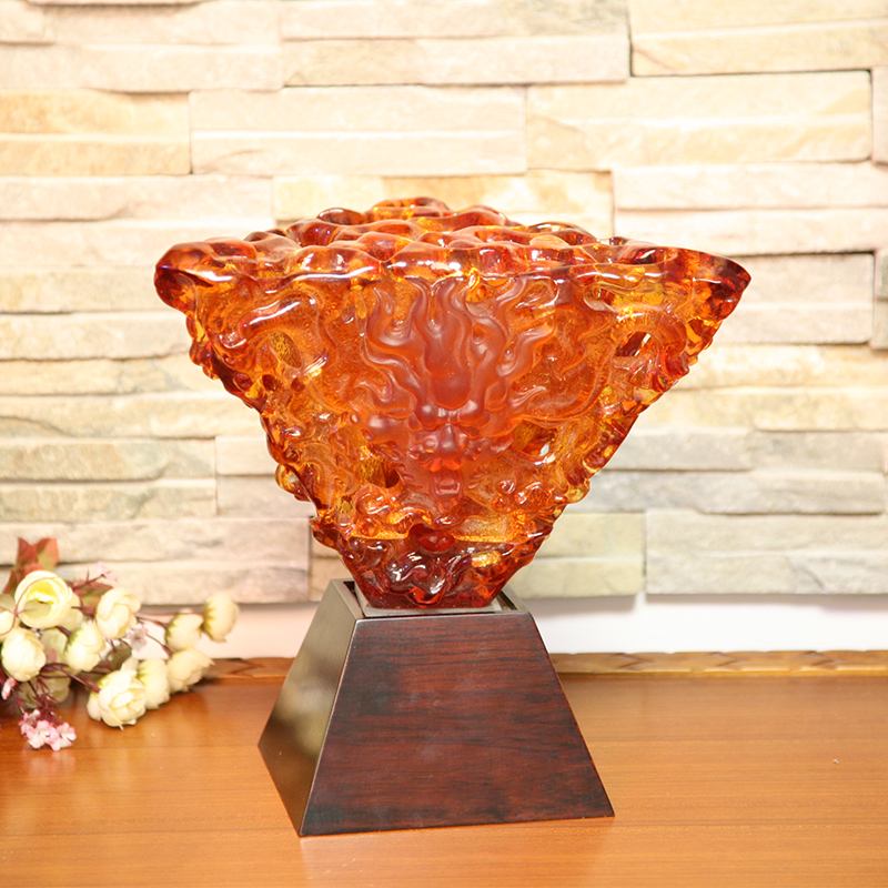 Dekorative Lampe aus orangefarbenem Glas für den Schreibtisch