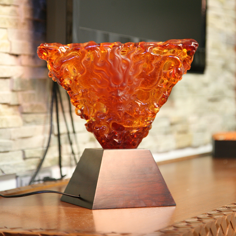 Dekorative Lampe aus orangefarbenem Glas für den Schreibtisch