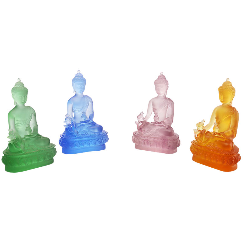 Bunte Liuli-Kristall-Medizin-Buddha-Statue