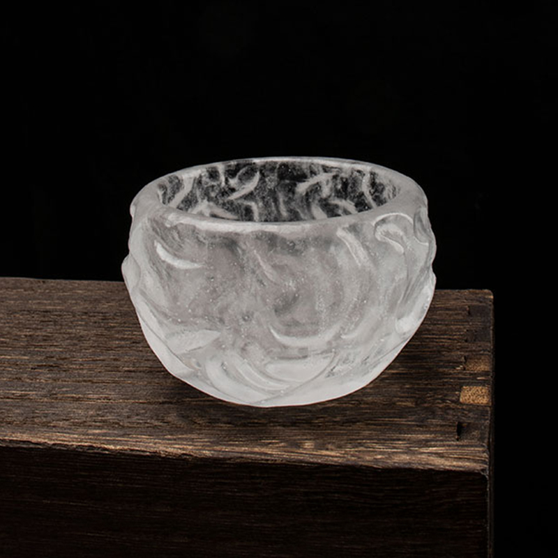 Transparentes Teetassen-Set aus Glas mit Blasenmuster für den Heimbüro-Meetinggebrauch