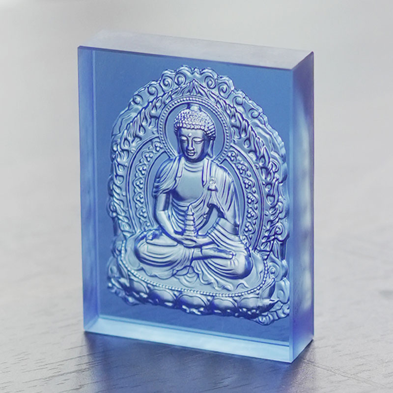 Hellblau glasierte Medizin-Buddha-Steine