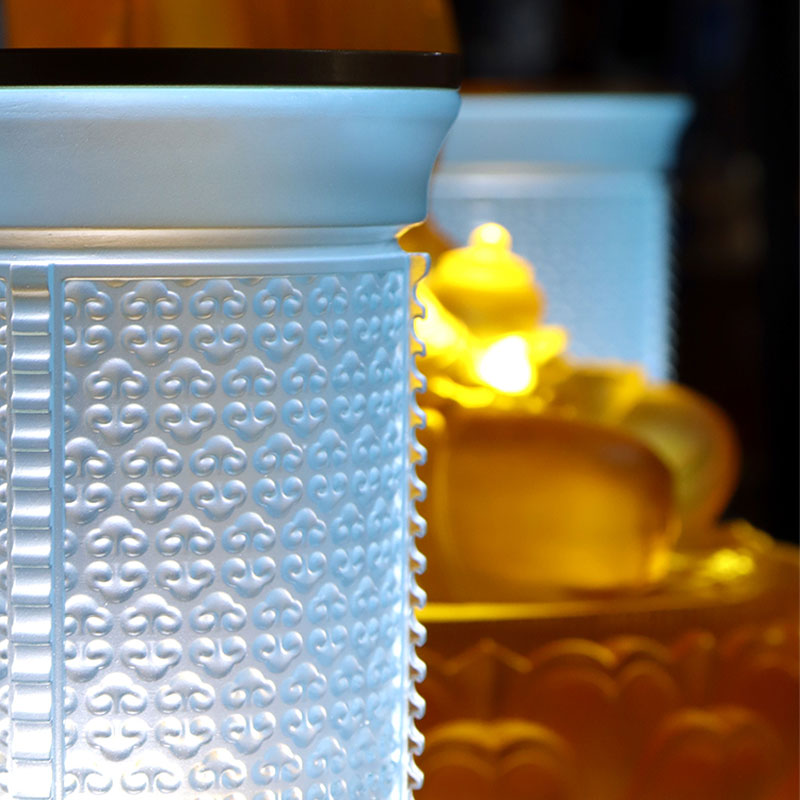 Hellblaues buddhistisches Altaropfer-Set aus Glas der Ruyi-Serie