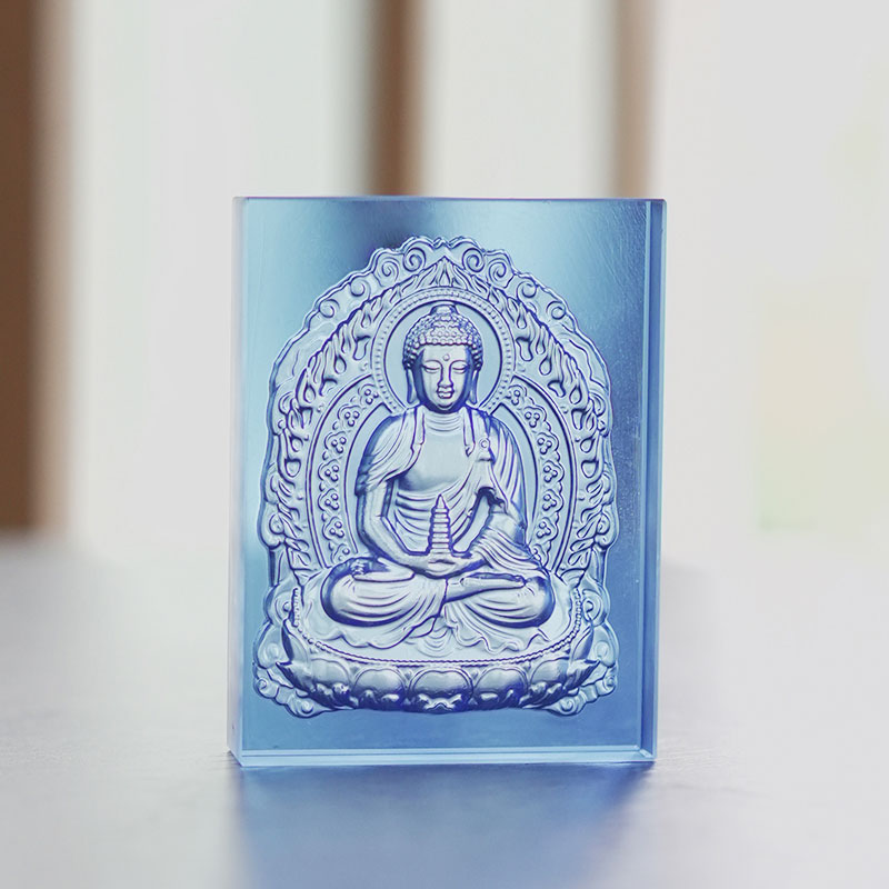 Hellblau glasierte Medizin-Buddha-Steine
