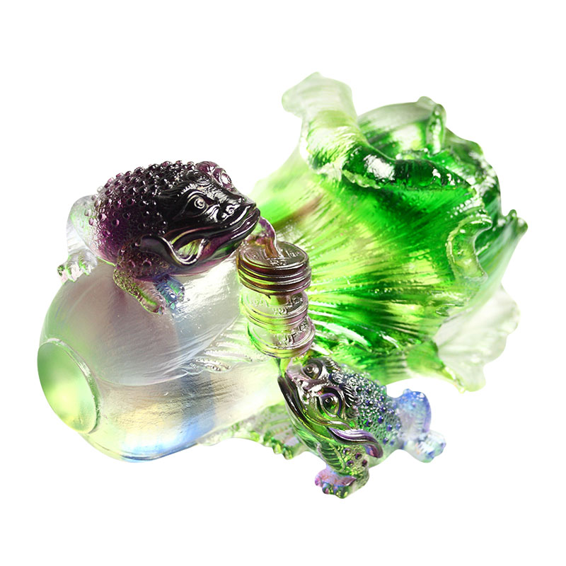 Goldene Krötenskulptur aus Kristallglas