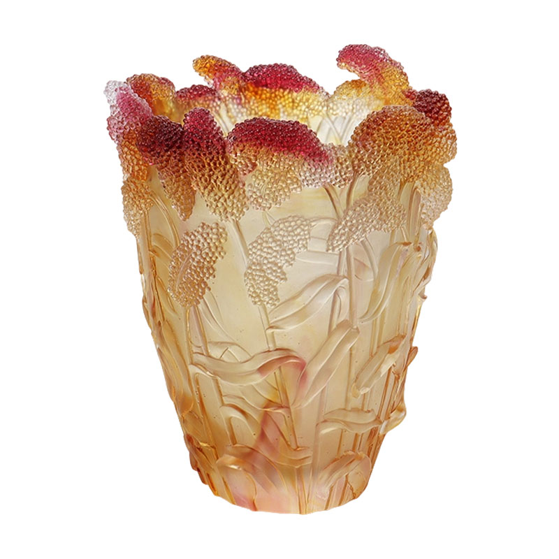 Wachsausschmelzguss-Glas-Wohndekor-Kristallglasvase „Harvest (Red Sorghum) Vase“